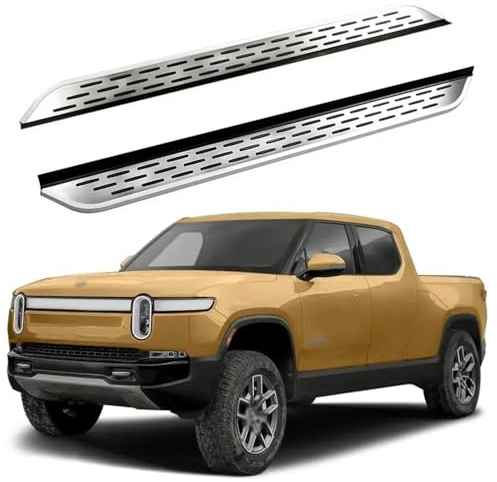 RTVBMAS 2 marchepieds latéraux avec protection de pédales latérales compatibles avec Rivian R1T 2022 2023 (SW)(Sytle 1)