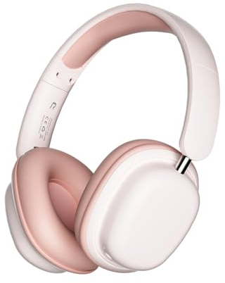 Annadue Kabelloses PC-Headset BT5.3, Komfortabler Over-Ear-Kopfhörer mit Mikrofon für den Ganztägigen Gebrauch, Hervorragende Klangqualität für Gamer und Büroangestellte (PINK)