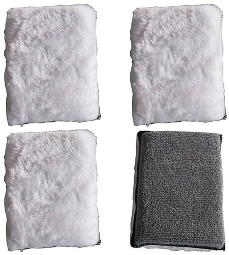 Opatiny 4PCS Car Wash Sponges Leather, for Plastic & Upholstery, Dual-Sided Microfiber Cleaning Pads Car Interior, Seats & Dashboard, 13x9x3cm Grey Sponge