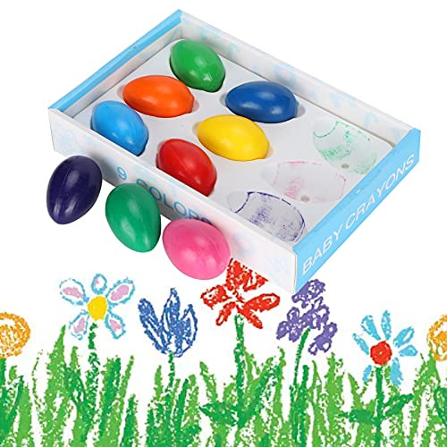 Crayones de huevo de 9 colores, crayones gigantes lavables con agarre de palma, lápices de colores para pintar, dibujar, suministros de arte