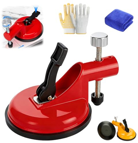 Neu Universal-Saugnapfheber Für Fliesen, Glas & Stein, Saugheber Fliesen, Druckbeständig und stoßfest,Gummibeschichtung Für Fliesens Granit Stein Laminat (Rot)