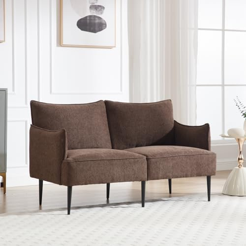 DAYALANE 3 Sitzer Sofa, Sektionssofa Couch Polstersofa Bettsofa Loungesofa mit Metallbeinen aus Chenille, für Wohnzimmer Schlafzimmer Büro Lounge, Braun