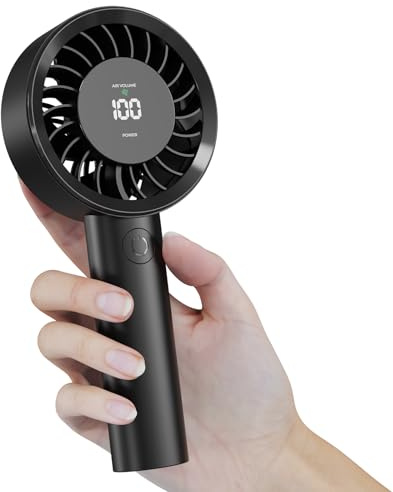 Fitabok Ventilatore Portatile USB Mini, 1-199 Velocità Regolabili, Schermo LED, Batteria 4000mAh Ricaricabile, Inclinazione 115° Regolabile, Ventola da Scrivania per Casa/Ufficio/Viaggio/Esterno, Rega