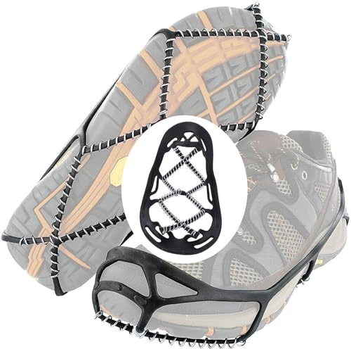 Spikes für Schuhe Winter,Grödel Steigeisen für Bergschuhe Überziehen Antirutsch Schneeketten für Schuhes, Spikes Schuhe gegen Glatteis Steigeisen für Wanderschuhe Outdoor Laufen Wandern