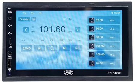 Autoradio multimediale PNI A8060 con Android 13 4GB DDR3-RAM/64GB ROM, schermo da 7 pollici, CarPlay, Android Auto, Bluetooth, WLAN e radio FM