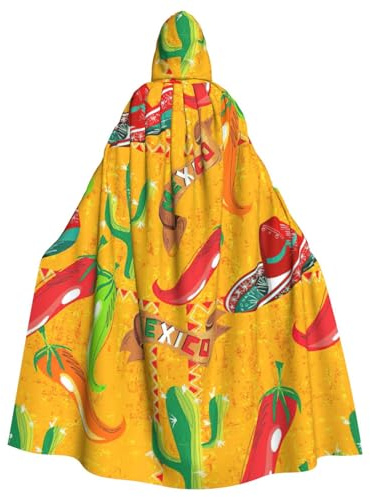 CKGODGF Cactus Hat And Chili Pepper Print Carnival Costumes,Party Capes,Adult Hooded Capes,Witch Robes,Fashion Cloaks,Cosplay Robe