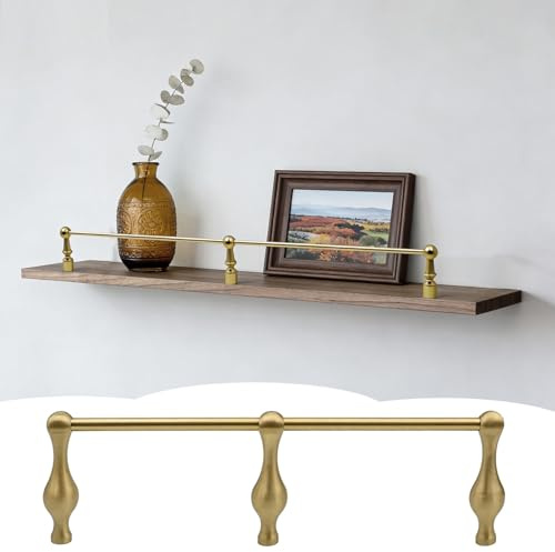 Custom Solid Brass Shelf Rail for Wooden Shelves 28in Decorative Fence Set with 3 Posts & ScrewsShelf Guard Railing for 8-36in Long Shelves