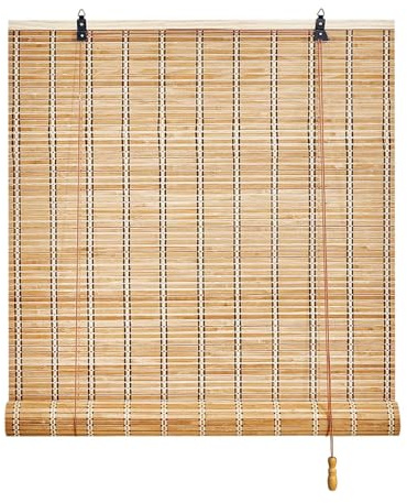 YYDPSHH Roller Blinds 70 80 100 120 180cm Outdoor Bamboo Blinds for Kitchen Windows Patio Porch Roman Blind Light Filtering Privacy Shades Easy to Install Hook on Rattan Effect Blind(Custom Size)