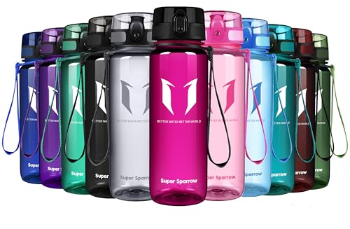 Super Sparrow Sports Water Bottle - 500ml - Non-Toxic BPA Free & Eco-Friendly Tritan Co-Polyester Plastic - For Running, Gym, Yoga, Outdoors and Camping