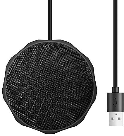 Dericam USB Desktop and Laptop Computer Microphone, 360° Omnidirectional Condenser Mic, PC Microphone for Tele-Conference/Learning, Online Chatting, Gaming, Live Podcasting, Recording, Skype, M1