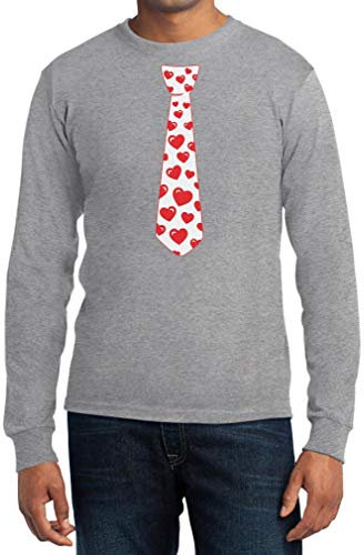 Rote Herzen Krawatte Liebe Geschenk Valentinstag JGA Langarm T-Shirt Small Grau