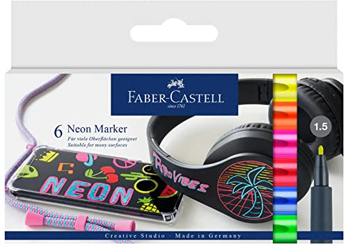 FABER-CASTELL 160806 - Neon Marker, Layoutmarker, im 6er Etui