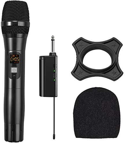 LiNKFOR Drahtloses Mikrofon UHF Wireless Dual Handheld Dynamic Mic System mit wiederaufladbarem Empfänger, für Karaoke-Maschinen, DJ, Gesang, Kirche, Hochzeiten, Lautsprecher, Verstärker, PA-Systeme