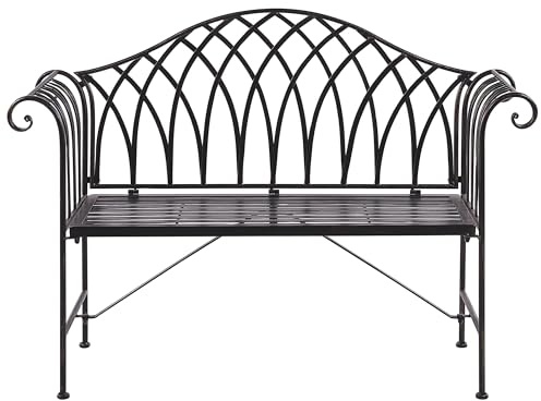 Beliani Gartenbank Metall Schwarz 130 cm romantischer Stil Milazzo