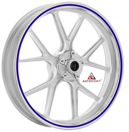 Autodomy Motorrad Felgenaufkleber Komplettset für 2 Räder 15 bis 19 Zoll | Felgen Aufkleber Motorrad Tuning Circular Sport Design | Felgenaufkleber Motorrad Racing Design (Blau, Breite 7 mm)