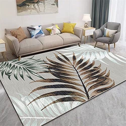Alfombra Antideslizante Cocina verde alfombra pasillo larga tapetes Alfombra de salón Alfombra de oficina con patrón de hoja grande verde Durable 100X160CM alfombras alargadas alfombra antideslizante