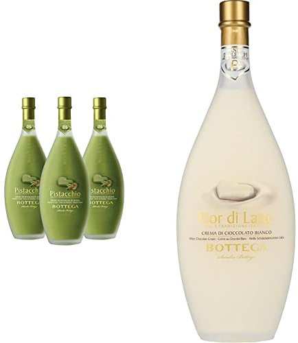 Bottega Pistacchio Liquore - 500 ml & Fior di Latte Crema di Liquore al Cioccolato Bianco - 500ml