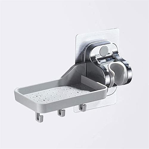 Tbkoly Support de pommeau de Douche Slider Clamp Holders, de Bains Support de pommeau de Douche Crochet de Base de Fixation Cadre de Fixation de Douche sans poinçon Boîte à Savon Support de siège d