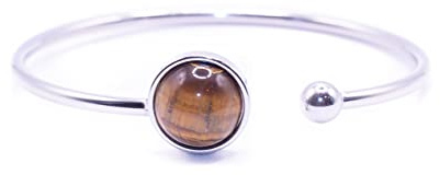 ZARZAMORA -Pulsera de piedra Natural y Acero Inoxidable Flexible y Ajustable - Piedra Gema Curativa Energética - Amuleto de Protección- Regalo Original(Ojo de tigre, Acero inoxidable chapado en oro)