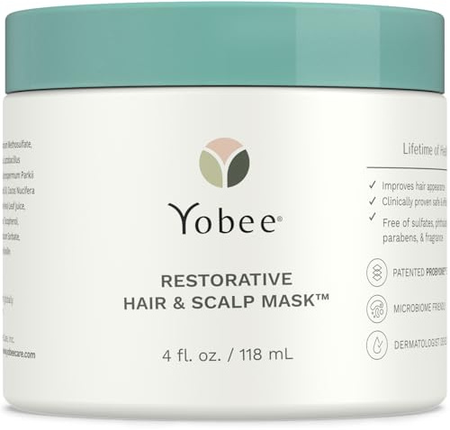 Yobee Restorative Scalp Mask - Dry Scalp Treatment Hair Mask - Probiotic Extracts, Organic Honey, Turmeric, Vitamin B12 - Natural Dry, Itchy, Sensitive Scalp and Dandruff Relief - for Adults, 4 fl oz