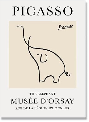 LVTFCO Pablo Picasso Wandkunst Pablo Picasso Poster Skizze Elefant Malerei Leinwand Pablo Picasso Drucke Für Zuhause Wandkunst Dekor Bild 30x40cm Kein Rahmen