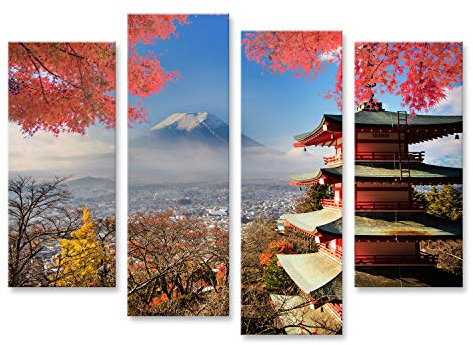 islandburner Bild auf Leinwand Berg Fuji Mit Bunten Laubbäumen In Japan Bilder Wandbilder Poster