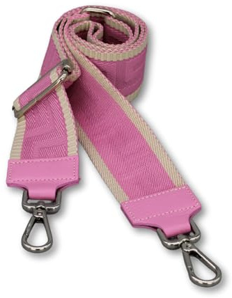 Brise Art Taschengurt, 5 cm Breit, Verstellbarer Schultergurt 80-130 cm | Taschenriemen aus Polyesterstoff & Leder, 360° drehbare Metallkarabiner in Silber