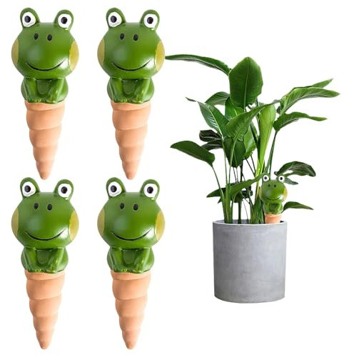 Lotvic Plant Watering Globes, 4 Pcs Plant Watering Bulbs, Cute Frog Self Watering Globes, Automatic Plant Waterer, Plant Watering Devices, Self Watering System for Indoor Outdoor Plants (Cute Frog)