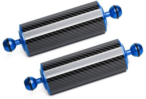 LetonPower Bras Flottant sous-Marin de 8 en Fibre de Carbone, Bras Aquatique, Double Bras Flottant à Bille de 1'', système d'éclairage pour la plongée, Plateau, lumière vidéo/Stroboscope (2pack)
