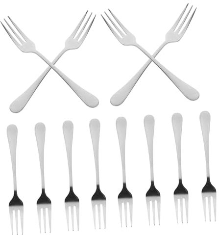 OUNONA 12pcs Stainless Steel Fruit Fork Mini Dessert Appetizer Tasting Forks for Party Restaurant Home Use