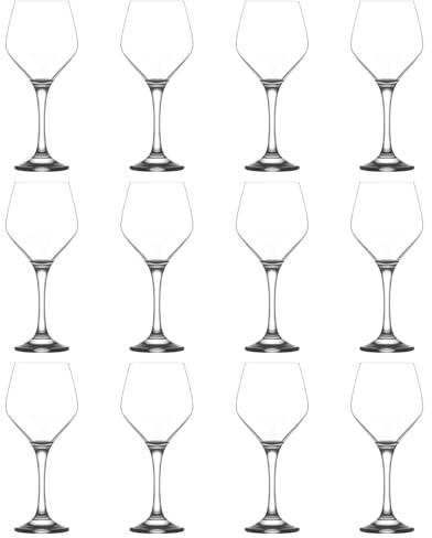 LAV 12x Clear 440ml Ella Red Wine Glasses - Large Dishwasher Safe Glass Wedding Christmas Birthday Party Drinking Glassware Goblet Gift Set