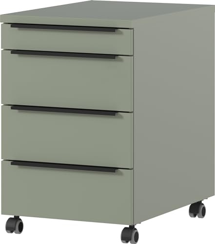 Germania Rollcontainer 4377-628, in Taupegrün, mit Utensilienfach, 42 x 63 x 60 cm (BxHxT)