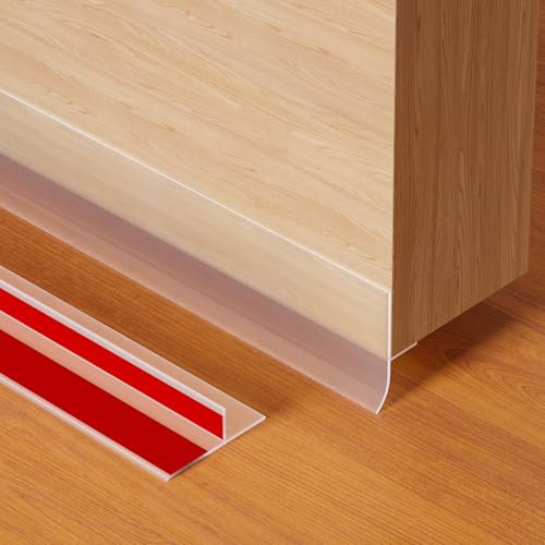 Silicone Door Seal Strip, E-PRONSE 2025 New T Shape Double-Sided Strong Adhesive Clear Weather Stripping Door Sealing Strip for Door & Windows 9.8FT (Width:35mm)