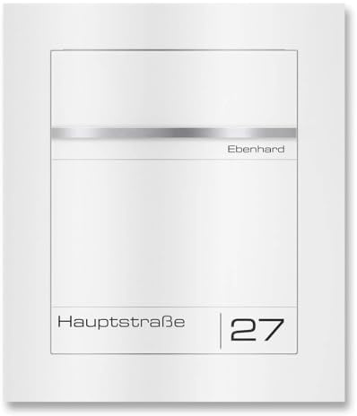Metzler buzón empotrable Blanco RAL 9016, Placa de Nombre V2A grabada, diseño enrasado para Cartas DIN A4