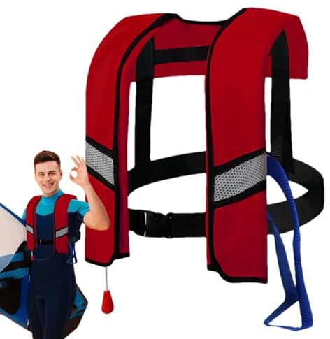 Schwimmweste für Erwachsene zum Schwimmen | Klassische Schwimmweste, Paddelweste, Paddelweste, Nylon, tragbare Auftriebsjacke, automatisches Aufblasen für Paddelboard, Schwimmen, Kajakfahren