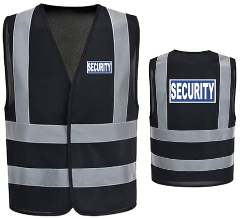 AYKRM Reflekterande säkerhets-väst – väst med hög synlighet för säkerhet och säkerhetsarbete, BLUESECURITY-SVART, 3XL