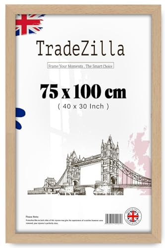 TradeZilla - Strong Poster Frame (75 x 100 CM) for Pictures | Pespex Front 40 x 30 Inch Horizontal/Vertical Hanging Anniversary/Birthday/Wedding/Gifting [ Beech ]