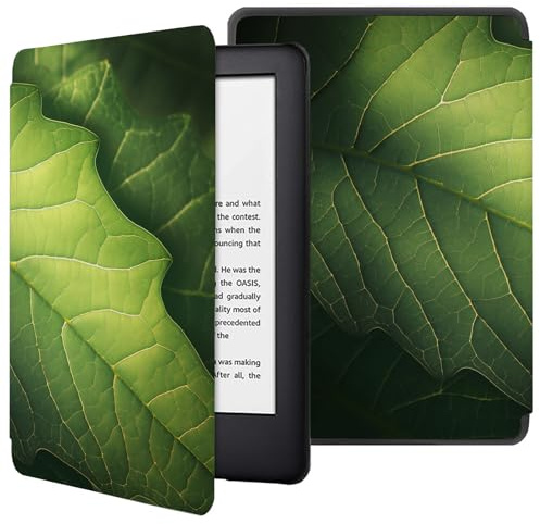 Case For Kindle Paperwhite 11Th Generation 2021 - Auto Sleep/Wake, For Kindle Paperwhite 11Th Generation 2021 Released - Green Leaf Texture