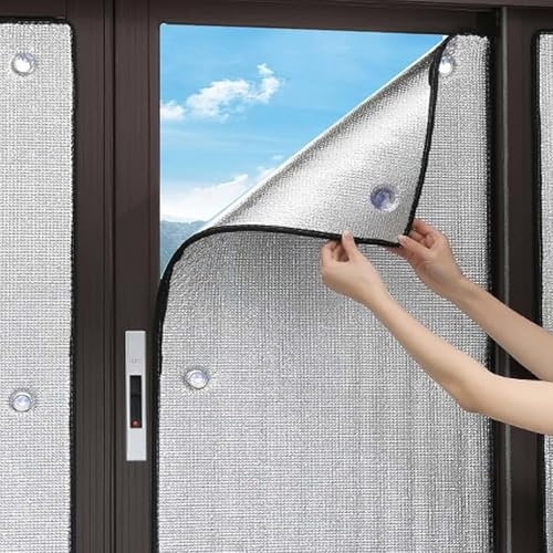 Fensterfolie Sonnenschutzfolie,Wärmeschutzvorhang Winter Kälteschutz Isolier Schutz Wasserdicht Wärmeisolierung Reflektierende Fensterfolie Fenster Innen Oder Außen,Mit Saugnapf