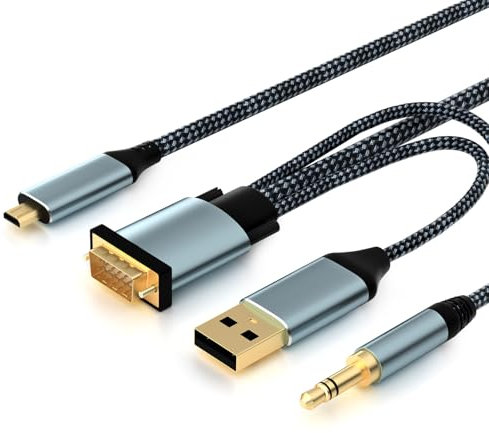 VGA to Micro HDMI Cable 6FT, Uni-Directional VGA to Micro HDMI(Male to Male)
