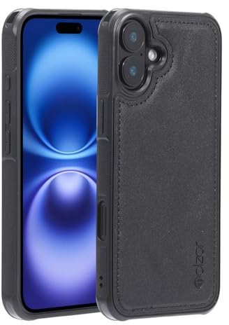 Molzar MAG Series for iPhone 16 Plus Case, Built-in Metal Plate for Magnetic Mount, Works with Qi-certified Chargers, Compatible with iPhone 16 Plus, Black