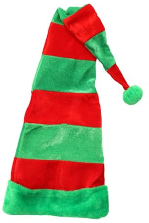 GLSTOY Lustige Weihnachtsmütze Aus Elastischem Material Verlängerte Rote Und Grüne Weihnachtsmütze Für Festliche Weihnachtsdekoration