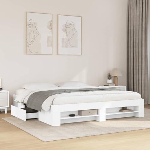 BOWEKAM Home & Garden Bettgestell ohne Matratze, Weiß, 180 x 200 cm, Super-Kingsize-Bett, Holz-Möbelwahl