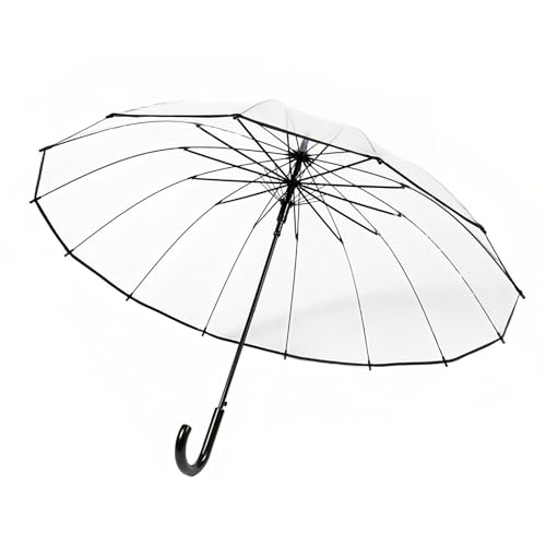 Chesoon klart paraply bröllop stort regn bubbla paraply 14 spröt POE yta automatisk öppning, Svart, en storlek