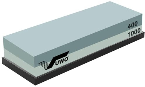vuwo Knife Sharpening Stone Kit- Professional Knife Sharpener Dual Sided 400&1000 Grit Wet Stone Set with Non-Slip Rubber Base Whetstone for Kitchen
