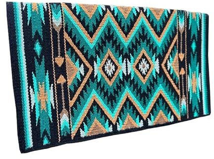 Western Show Schabracke/Decke für Pferde – handgefertigte Woll-Satteldecke mit neuseeländischem Design, normale Größe 91,4 cm L x 101,6 cm B x 2,5 cm dick, langlebig und bequem für Reiten A703