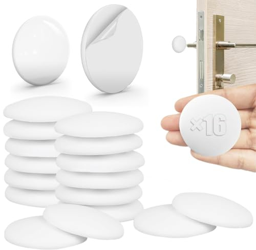 Türstopper Wand Selbstklebend Weiß 16 Stück,Bummsinchen Türklinken Stopper, Wandpuffer mit Klebefolie, Weiße Box-Set für Wand- und Türschutz,Türpuffer zur Lärmdämpfung Verhindern Rutschen und Kratzer