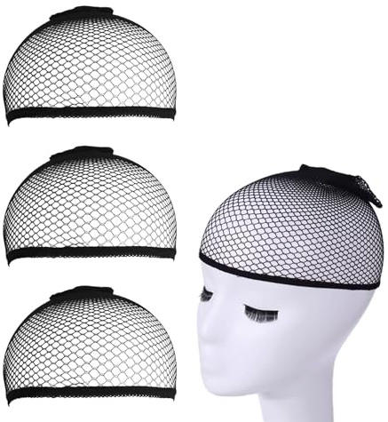 3 Stück Schwarz Wig Cap,Perücke,Glatzenkappe,Haarnetz,Perückenkappe,Bald Cap,Haarnetz für Perücken,Unsichtbare,Haarnetze,Hair,Replacement,Wig Zubehör,Hairnet,Perückennetz,für Damen Herren Halloween