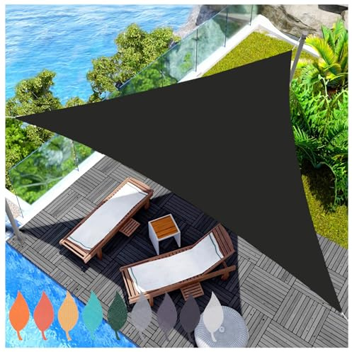 DGSFES Vela Ombreggiante 2.5mx2.5mx2.5m Impermeabile con Anelli in Acciaio - 95% Protezione UV Tenda da Sole Triangolare per Terrazzo/Giardino - Include Corda(Nero)