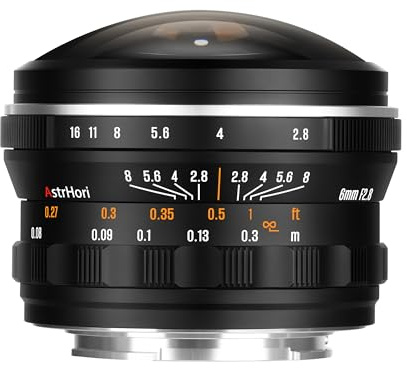 AstrHori 6mm F2.8 220° Ultra Wide Circular Fisheye Lens Manual Focus Full Frame Prime Lens for Canon RF Mount Mirrorless Cameras